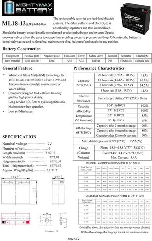 بطارية مايتي ماكس 12 فولت 18AH SLA بطارية للمولد المحمول Generac 7500 EXL in Kuwait