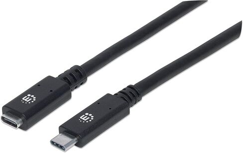 Manhattan Products كابل تمديد SuperSpeed+ USB-C، USB 3.1 الجيل الثاني، نوع C ذكر إلى نوع C أنثى، 10 جيجابت في الثانية، 5 أمبير، 50 سم (1.5 قدم)، أسود in Kuwait