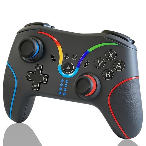 وحدة تحكم لاسلكية AURITHYX، لوحة ألعاب مزودة باهتزاز مزدوج/إضاءة RGB، متوافقة مع Switch/Switch OLED/PC(BW) in Kuwait