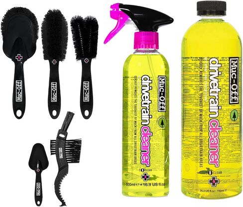 Muc-Off Bio Drivetrain Cleaner 500mL & Bio Dry Chain Lube 120ml Bundle مع قطعة قماش من الألياف الدقيقة | طقم التنظيف والتزييت القابل للتحلل الحيوي | مثالي للظروف الجافة والغبار in Saudi Arabia