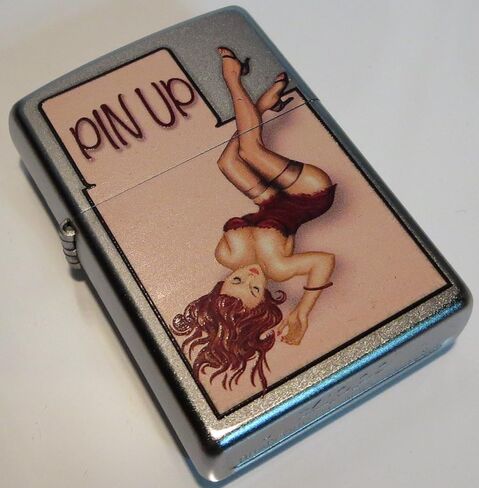 Zippo Windy Vintage Nose Art Red Lingerie Pinup Satin Chrome Lighter in Saudi Arabia