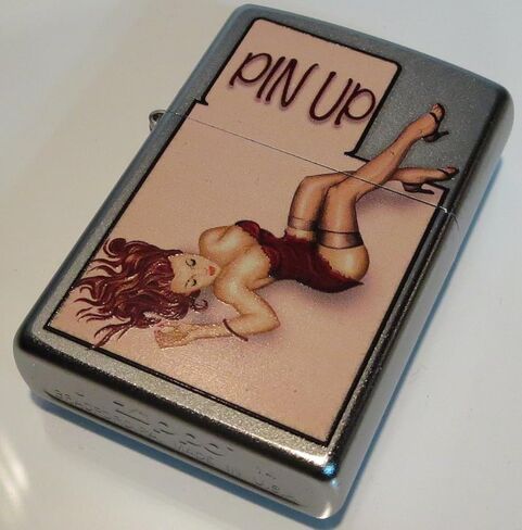Zippo Windy Vintage Nose Art Red Lingerie Pinup Satin Chrome Lighter in Saudi Arabia