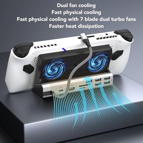 10 in 1 Steam Deck Docking Station, USB C Hub Deck Dock with 5Port USB 3.0 USB2.0, HDMI2.0 4K at 60Hz, 1000Mbps Gigabit Ethernet, Dual Fan,100W Charging for Valve in Saudi Arabia