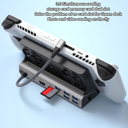 10 in 1 Steam Deck Docking Station, USB C Hub Deck Dock with 5Port USB 3.0 USB2.0, HDMI2.0 4K at 60Hz, 1000Mbps Gigabit Ethernet, Dual Fan,100W Charging for Valve in Saudi Arabia
