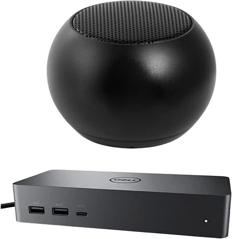 Dell UD22 Universal Dock 96W Quad 4K، HDMI، USB-C، DisplayPort، USB Hub وEthernet مع مكبر صوت Bluetooth Mini U مع ميكروفون مدمج، تشغيل لمدة 4 ساعات in Saudi Arabia