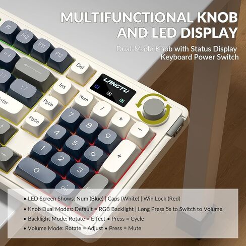 L98 Wireless Gaming Keyboard Cute Creamy Keyboard with Number Pad, Tri-Mode BT5.0/2.4GHz/USB-C, RGB Backlit, Quiet Office Computer Keyboards for PC Mac Laptop (Royal Blue) in Saudi Arabia
