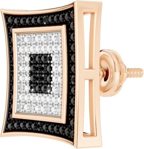 Dazzlingrock Collection 0.06 Carat (ctw) Round Black and White Diamond Micro Kite Shape 1 Pc Men's & Women's (Unisex) Screwback Stud Earring in 14K White Gold in Saudi Arabia