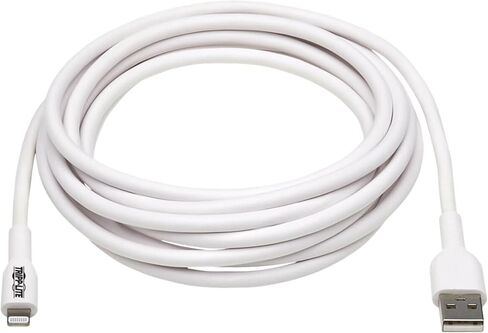 Tripp Lite Safe-IT USB-A to Lightning Charge Cable for iPhone & iPad, Male-to-Male Cable, MFi Certified, White, 9.8 Feet / 3 Meters, 2-Year Warranty (M100AB-03M-WH) in Saudi Arabia