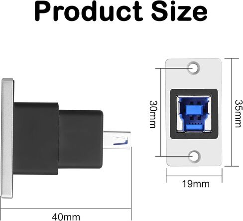 MEIRIYFA Panel Mount USB3.0 Type B Female to Type A Female Printer Adapter, 5Gbps USB3.0 AF/BF Type A to USB B Print Converter Adapter for PC Printer Scanner Fax Machine in Saudi Arabia