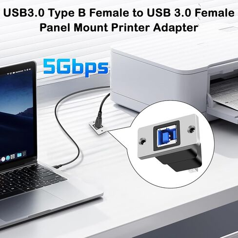 MEIRIYFA Panel Mount USB3.0 Type B Female to Type A Female Printer Adapter, 5Gbps USB3.0 AF/BF Type A to USB B Print Converter Adapter for PC Printer Scanner Fax Machine in Saudi Arabia