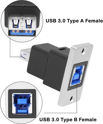 MEIRIYFA Panel Mount USB3.0 Type B Female to Type A Female Printer Adapter, 5Gbps USB3.0 AF/BF Type A to USB B Print Converter Adapter for PC Printer Scanner Fax Machine in Saudi Arabia