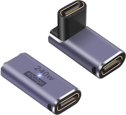 محول Poyiccot USB C أنثى إلى أنثى، وصلة USB C 240 وات، 40 جيجابت في الثانية 90 درجة نوع C مع شاشة عرض فيديو 8K متوافقة مع Thunderbolt 4/3، MacBook Pro والهواتف (عبوتان) in Saudi Arabia