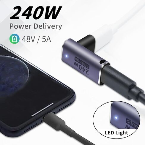 محول Poyiccot USB C أنثى إلى أنثى، وصلة USB C 240 وات، 40 جيجابت في الثانية 90 درجة نوع C مع شاشة عرض فيديو 8K متوافقة مع Thunderbolt 4/3، MacBook Pro والهواتف (عبوتان) in Saudi Arabia