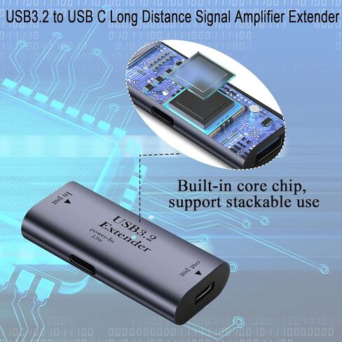 QIANRENON 5 جيجابت في الثانية USB3.2 إلى USB C شحن محول موسع البيانات تمديد 10 متر/32.8 قدم USB3.2 مدخل إلى USB C مخرج موصل تضخيم الإشارة لمسافات طويلة 5 فولت/3 أمبير، منفذ طاقة USB C 15 وات in Saudi Arabia