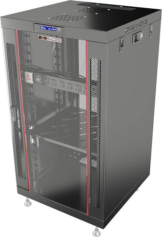 Sysracks 18U Premium Rack Mount Server 24" Depth Deep Network Cabinet, Server Rack with Fan, Removable Side Panels, Locking Glass Door Computer Cabinet Enclosure Network Rack Case PR 18.600 in Saudi Arabia