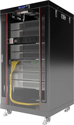 Sysracks 18U Premium Rack Mount Server 24" Depth Deep Network Cabinet, Server Rack with Fan, Removable Side Panels, Locking Glass Door Computer Cabinet Enclosure Network Rack Case PR 18.600 in Saudi Arabia