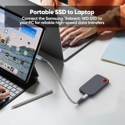 Short USB C Data Cable 6 inch with USBC 3.2 Gen 2 20Gbps High Speed Data Transfer & 240W PD Charging & 4K@60Hz Video USB-C to Type C Cord for Portable SSD Power Bank Docking Station Laptop Phone in Saudi Arabia