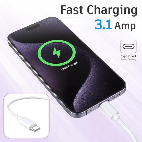 [معتمد من Apple MFi] كابل شحن قصير iPhone 17 16، 8 بوصة 2 حزمة كابل USB A إلى النوع C شحن سريع سلك نقل مزامنة البيانات عالي السرعة لهاتف iPhone 17/16/15 Pro iPad/Airpods/Galaxy/Power Bank/CarPaly in Kuwait