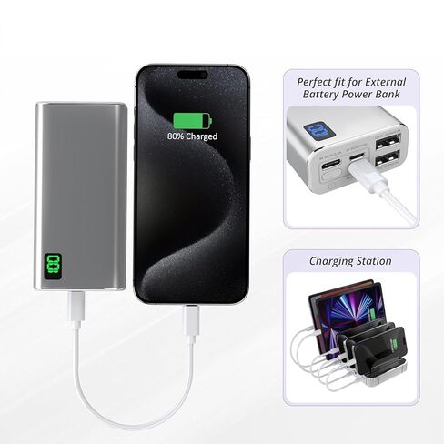 [معتمد من Apple MFi] كابل شحن قصير iPhone 17 16، 8 بوصة 2 حزمة كابل USB A إلى النوع C شحن سريع سلك نقل مزامنة البيانات عالي السرعة لهاتف iPhone 17/16/15 Pro iPad/Airpods/Galaxy/Power Bank/CarPaly in Kuwait