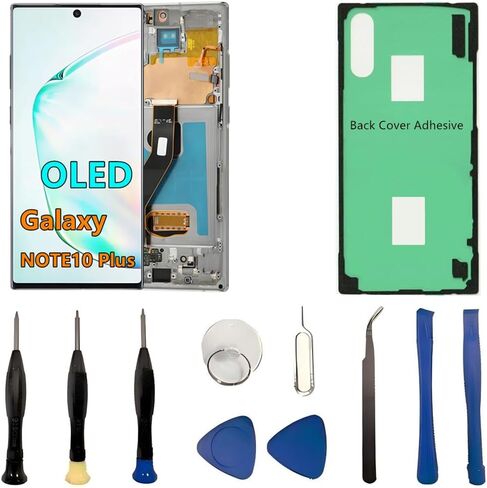 OLED Galaxy NOTE10 Plus LCD Screen Replacement for Samsung Galaxy NOTE10 Plus 5G Display Touch Screen Digitizer N975U N975U1 Support Fingerprint S-Pen. (with Grey Frame+Back Cover Adhesive+Tools) in Kuwait