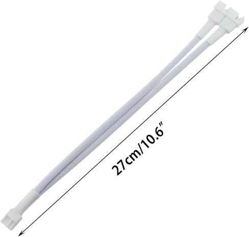 TAODAN 2PCS 10.6 Inch White 4 Pin PWM Fan Extension Splitter Cable 1 to 2 Suitable for Computer Case and CPU Cooling Fan in Saudi Arabia