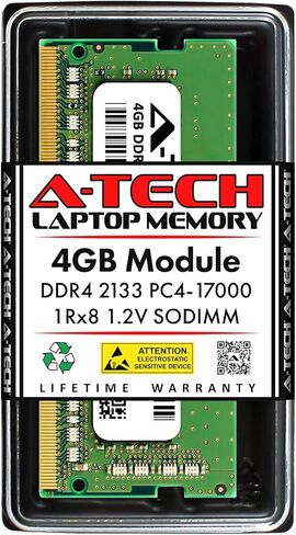 استبدال ذاكرة الوصول العشوائي A-Tech بسعة 4 جيجابايت لجهاز Lenovo 03T7413 | وحدة ذاكرة DDR4 2133 ميجا هرتز PC4-17000 1Rx8 1.2V SODIMM 260-Pin in Kuwait