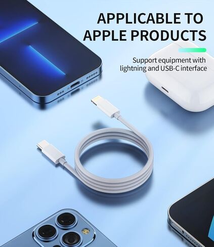 شاحن كابل USB C إلى Lightning لجهاز iPhone 2 Pack (2M) شحن سريع من النوع C لقابس سلك معتمد من Apple لجهاز iPad 14 13 Pro Max XR SE محول الهاتف مزامنة البيانات USB-C إلى كابل الشحن السريع Lightning in Saudi Arabia
