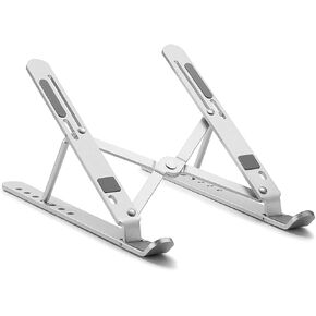 Adjustable Stainless Steel Laptop Stand for Desk | Foldable Portable Metal Notebook Holder & Riser for MacBook, iPad & 10–15.6 Inch Laptops (Silver) in Saudi Arabia