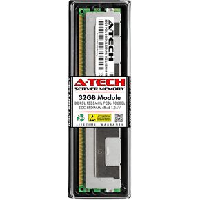 استبدال ذاكرة الوصول العشوائي A-Tech سعة 32 جيجابايت لـ Hynix HMT84GL7MMR4A-H9 | وحدة ذاكرة DDR3/DDR3L 1333 ميجا هرتز PC3L-10600 (PC3L-10600L) 4Rx4 1.35 فولت ECC LRDIMM وحدة ذاكرة DIMM ذات 240 دبوسًا in Kuwait