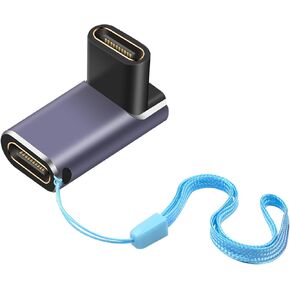 Duttek 240W USB C Coupler، 90 درجة USB c أنثى إلى أنثى محول 40 جيجابت في الثانية يدعم شاشة فيديو 8K@60 هرتز مع مصباح مؤشر العمل LED لـ Thunderbolt، Switch، MacBook، Laptop، Tablet، Phone 1Pack in Kuwait