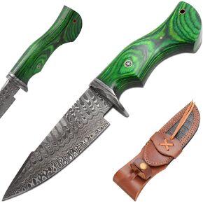 سكين صيد مصنوع يدويًا من الفولاذ الدمشقي ذو نصل ثابت (362) in Kuwait