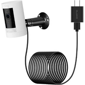 OLAIKE Power Adapter with Metal Mount Plug in Charger for Stick Up Cam Battery, (8m/ 26ft) Waterproof Charging Cable Bundle with 360 Degree Angle Adjustment Bracket, Black in Kuwait