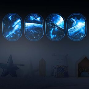 SNAIL GARDEN 3D Universe Galaxy Space Wall Stickers, 4 Pcs Glow in The Dark Wall Decals,Self-Adhesive Space Themed Wall Decor, Ceiling Glow in The Dark Decoration in Saudi Arabia