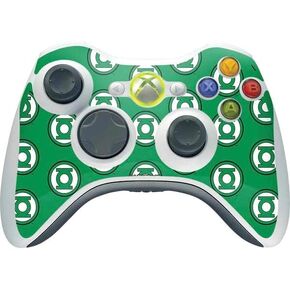 ملصق Skinit المخصص للألعاب متوافق مع وحدة التحكم اللاسلكية Xbox 360 - تصميم نمط شعار Warner Bros Green Lantern مرخص رسميًا in Kuwait