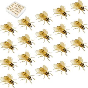 40Pcs Bee Fly Fishing Flies Reflective Golden Bees Soft Lure Kit with Portable Box Handmade Bionic Baits for Trout Bass Salmon Pike in Kuwait