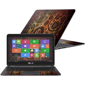 غلاف MightySkins متوافق مع Asus ZenBook Flip UX360CA مقاس 13.3 بوصة (2016) غلاف لاصق من الجلد الزهري الخشبي in Kuwait