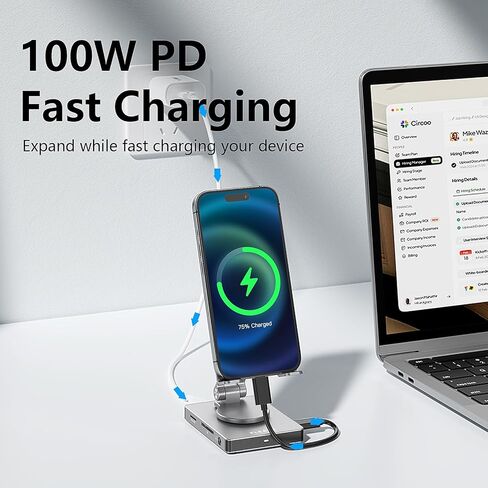 حامل محور USB C للهاتف، محول لمحطة إرساء iPhone 15 16 Pro Max Switch 4K 60 هرتز HDMI، قارئ بطاقة SD/TF، ​​3 USB 3.0، صوت 3.5 مم، شحن PD100W (ST803) in Kuwait