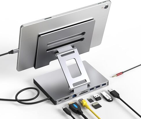 حامل محور USB C للهاتف، محول لمحطة إرساء iPhone 15 16 Pro Max Switch 4K 60 هرتز HDMI، قارئ بطاقة SD/TF، ​​3 USB 3.0، صوت 3.5 مم، شحن PD100W (ST803) in Kuwait