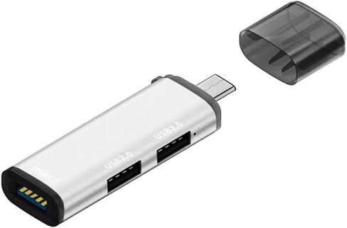 موزع USB-C صغير بثلاثة منافذ، موزع محول موسع USB-C 1 في 3 مع منفذ نقل بيانات USBA 3.0، لأجهزة الكمبيوتر الشخصية وأجهزة الكمبيوتر المحمولة ولوحة المفاتيح والقرص الصلب المحمول والمزيد (رمادي) in Saudi Arabia