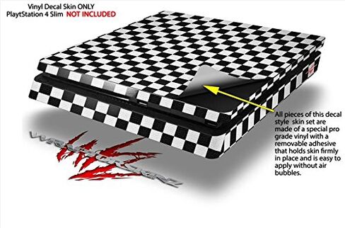 Vinyl Decal Skin Wrap compatible with Sony PlayStation 4 Slim Console Checkered Canvas Black and White (PS4 NOT INCLUDED) in Saudi Arabia