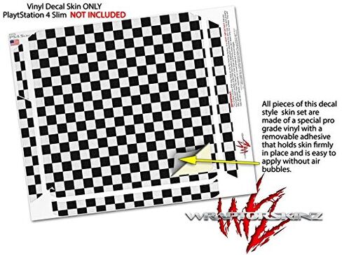 Vinyl Decal Skin Wrap compatible with Sony PlayStation 4 Slim Console Checkered Canvas Black and White (PS4 NOT INCLUDED) in Saudi Arabia