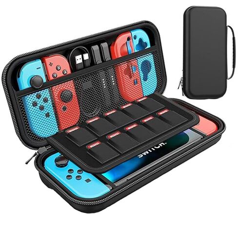 حقيبة حمل صلبة لجهاز نينتندو سويتش OLED/Switch، 10 فتحات لبطاقات الألعاب، هيكل صلب من ABS، حقيبة سفر محمولة بمقبض، حقيبة تخزين واقية مقاومة للصدمات ومقاومة للماء لوحدة التحكم، Joy-Cons in Kuwait