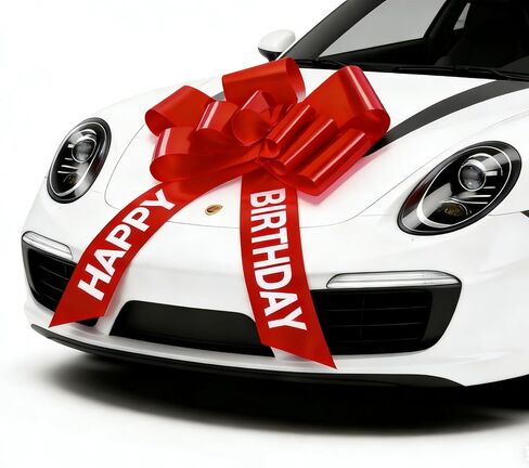30 Inch Giant Red Car Bow - Extra Large Birthday Bow for Car, Big Gift Bow for Present, New Vehicle Accessories, Happy Birthday Ribbon Surprise in Saudi Arabia