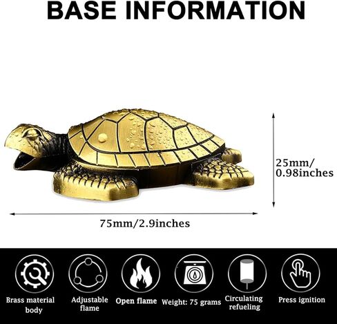 Turtle Lighter, Unique Soft Flame Refillable Butane Lighter, Bronze Metal Cute Tortoise Design, Unique Decorative Piece, for Men & Women (Gas Not Included) in Saudi Arabia