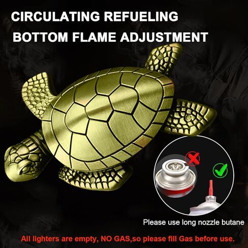 Turtle Lighter, Unique Soft Flame Refillable Butane Lighter, Bronze Metal Cute Tortoise Design, Unique Decorative Piece, for Men & Women (Gas Not Included) in Saudi Arabia