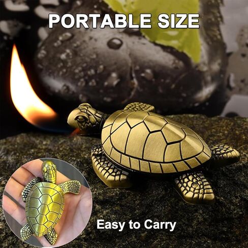 Turtle Lighter, Unique Soft Flame Refillable Butane Lighter, Bronze Metal Cute Tortoise Design, Unique Decorative Piece, for Men & Women (Gas Not Included) in Saudi Arabia