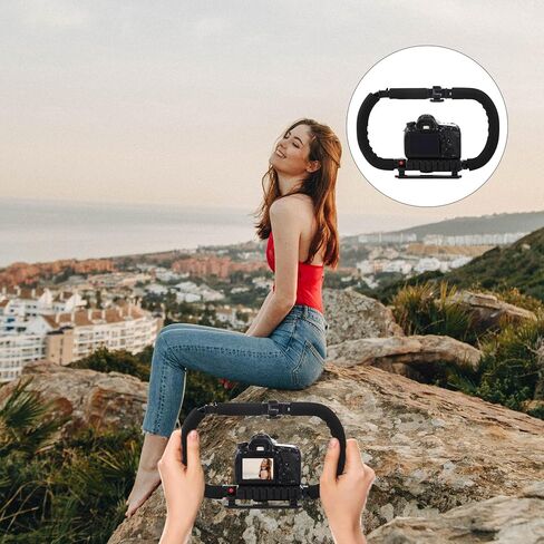 مثبت كاميرا Alipis قابل للطي بمقبض مزدوج محمول على شكل حرف U لكاميرات DSLR والهواتف الذكية لتسجيل الفيديو لصانعي الأفلام ومصوري الفيديو in Kuwait