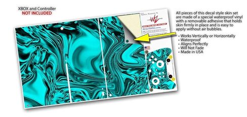 WraptorSkinz Skin Decal Vinyl Wrap compatible with the XBOX Series X Console and Controller - Liquid Metal Chrome Neon Teal (GAMING CONSOLE NOT INCLUDED) in Saudi Arabia