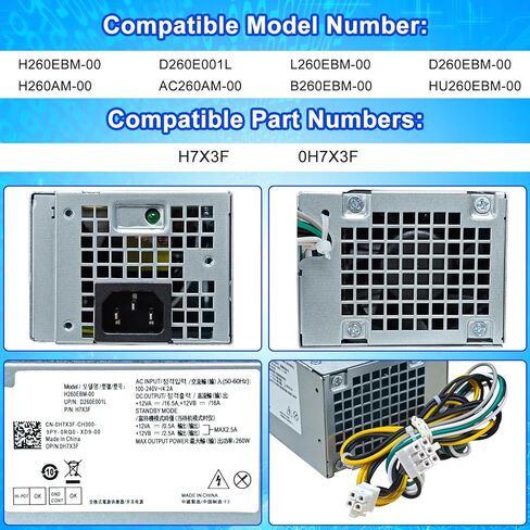 ترقية H260EBM-00 H7X3F 260 واط وحدة تزويد الطاقة PSU متوافقة مع Dell Optiplex 3050 3060 3050M 5050 5060 7050 7060 7080 3080 5080 5090 7090 7080MT H7X3F H260EBM-00 L260EBM-00 H260AM-00 مزود الطاقة in Kuwait