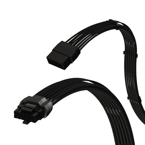 LINKUP - كابلات تمديد الطاقة AVA 12VHPWR PCIE 5.0┃600 وات 16AWG┃UL-Rated، سترة بأكمام، مقابس مصبوبة┃ مجموعة 4 قطع لوحدات معالجة الرسوميات RTX5000 RTX4000┃تعزيز أداء الألعاب┃30 سم أسود in Saudi Arabia